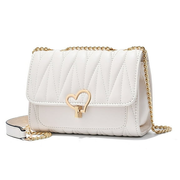 Crossbody Bags for Women Leather Ladies Shoulder Purses with Chain Strap Stylish Clutch Purse,White