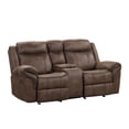 thumbnail image 4 of Benjara Arisa 3pc Sofa, Loveseat, Chair Manual Recliner Set, Brown Faux Leather, 4 of 5
