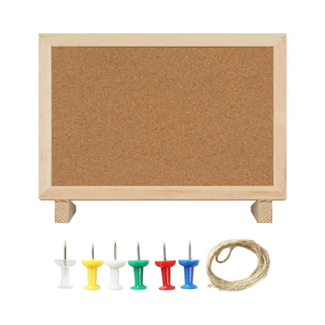 Tablero de corcho colgante con marco de madera y soporte, decorativo para la planificación de horarios. 30 cm x 20 cm