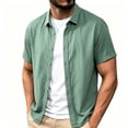 thumbnail image 2 of VgaVtl Short Sleeve Mens Collar Shirts Button up Summer Solid Color Minimalist Leisure Tops for Men Cardigan, 2 of 8