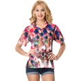 thumbnail image 5 of HAPPY BAY Hawaiian Shirts Womens Casual Summer Beach Party Short Sleeve Vacation Blouse Shirt TShirts Button up Dress Tops Tee Shirts Blouses for Women L Colorful Forest, Multicolor, 5 of 5