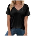 thumbnail image 3 of vigerkar Women's Vneck T-Shirt Lightweight Short Sleeve Cotton Tee for Daily Fashion Clothes (Black, L), 3 of 8