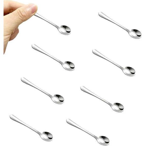 8Pcs Mini Stainless Steel Spoons, Small Coffee Spoons for Tasting & Flavor Testing, Tiny Dessert Spoons for Home, Restaurant & Bistro Decoration