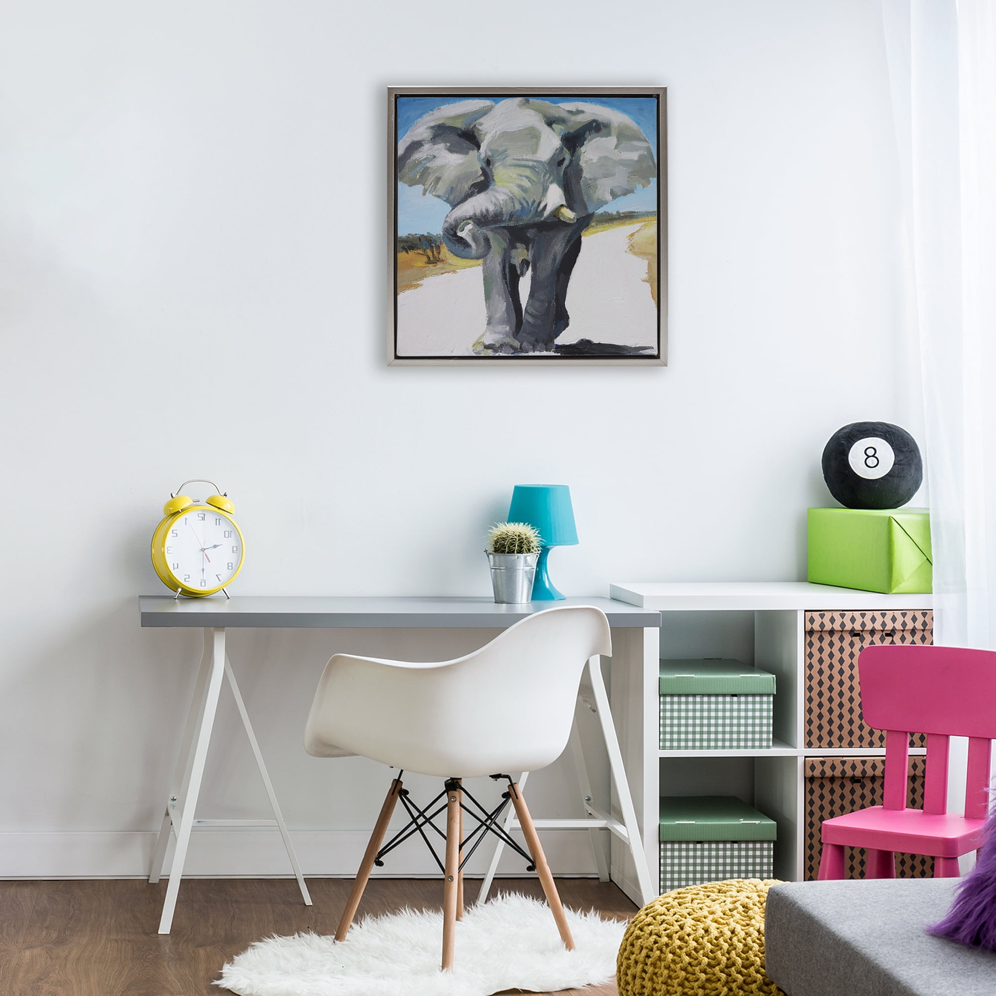 Stupell Industries Majestic Elephant on Path Gray Framed Floater Canvas Wall Art, design by Violeta Vollmer