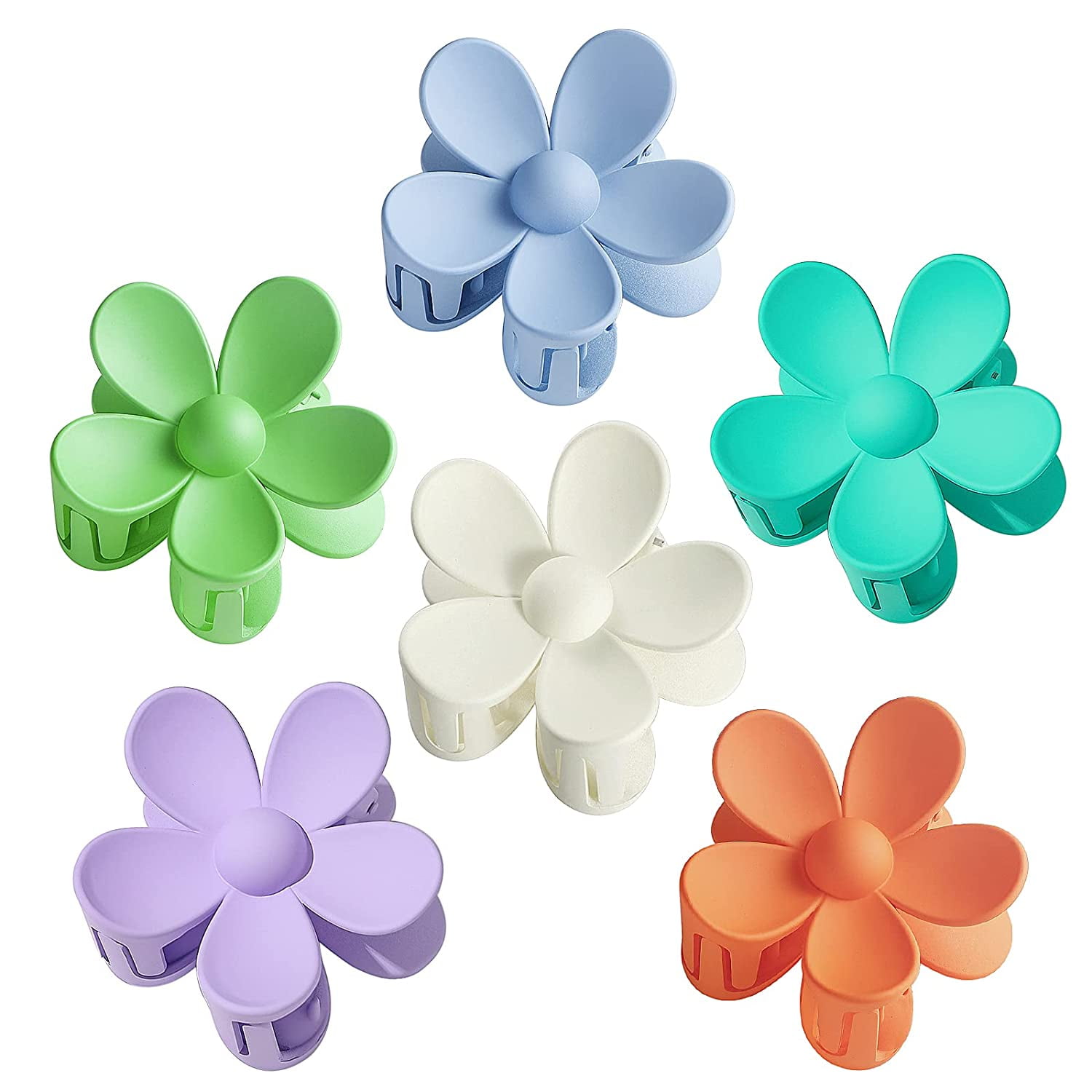 TODEROY 6 PCS Big Hair Claw Clips Matte Flower Hair Clips Non-Slip Cute  Hair Catch Barrettes Plastic Jaw Clamps for Thin Thick Hair Hair Acrylic  Accessories for Women Girls 6 Colors 