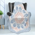 thumbnail image 4 of Greek Key Soft Flannel Fleece Blanket, Pastel Pink White and Blue Round Floral Grecian Fret Hellenic Ornament, Cozy Plush for Indoor and Outdoor Use, 50" x 70", Baby Blue Blush White, by Ambesonne, 4 of 5
