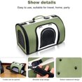 thumbnail image 4 of Cage pour Chat, Pliable et Respirante avec Sangles Réglables, Cage pour Chat Approuvée par les Compagnies Aériennes avec Doublure en Polaire Lavable, Fond Imperméable, Vert+blanc, 41*25*26cm, 4 of 6