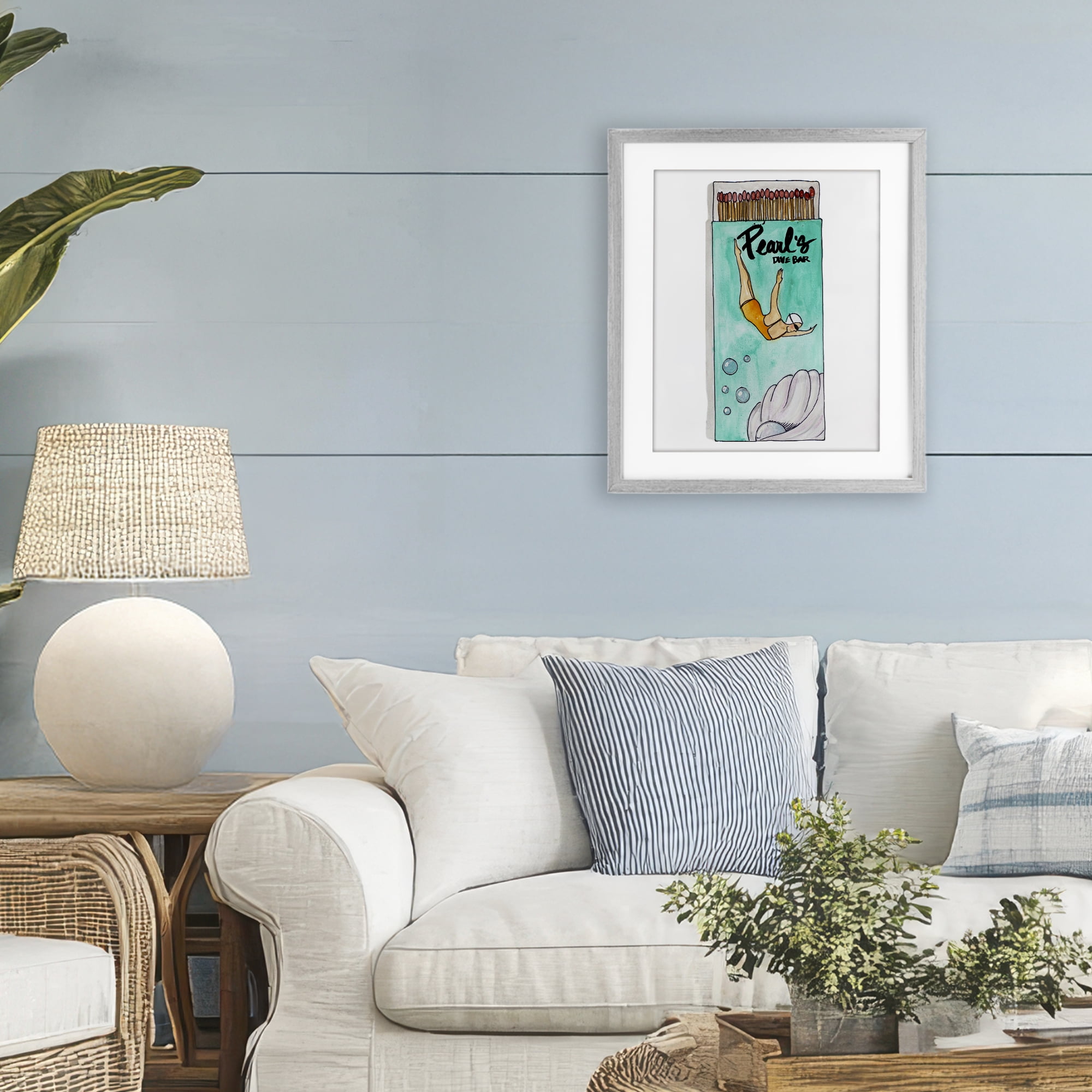 Stupell Industries Pearl Dive Matchbox Gray Framed Print Under Glass, design by Nola James