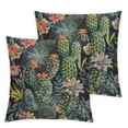 thumbnail image 2 of Acheng Set of 2 Decorative Throw Pillow Covers Cactus, Tropical Floral Cactus Rose Desert Farmhouse Pillowcases Accent Pillow Cushion Cover for Couch Sofa Bed Office Armchair, Black Green White, 2 of 6