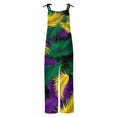 thumbnail image 4 of Moxiu Mardi Gras Overalls Women Wide Leg Patchwork Sequin Graphic Overalls Plus Size Adjustable Strappy Loose Fit Rompers 2025 Multicolor,S, 4 of 5