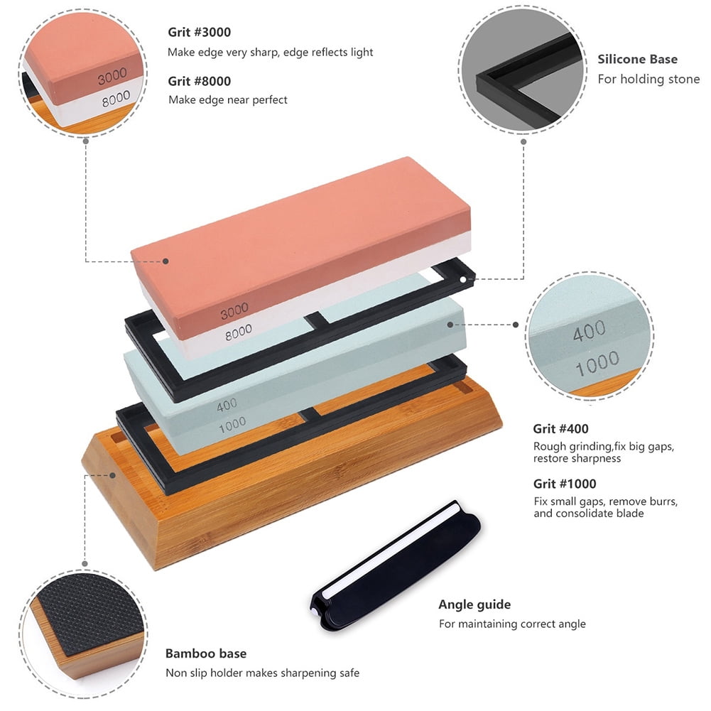 HomeLife 4000 Grit Double Sided Knife Sharpener Stone Blade Sharpening Polishing Tool