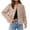 *Beige, variant on Womens Cropped Faux Suede Jacket ,Long Sleeve Snap Button Trendy Outerwear Coats Red,Womens Plus S