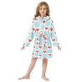 thumbnail image 6 of FORMRS Niños Bathrobe Unisex Hooded Robe Soft Plush Pajamas Sleepwear, Size 10-12T, Light Blue Checkered Heart, 6 of 7