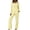 Yellow, variant on Women Summer Set Two Pieces Outfit Set Long Sleeve Point Lap Collar Button Down Shirt Wide Leg Pants Casual Vacation Matching Pants Set