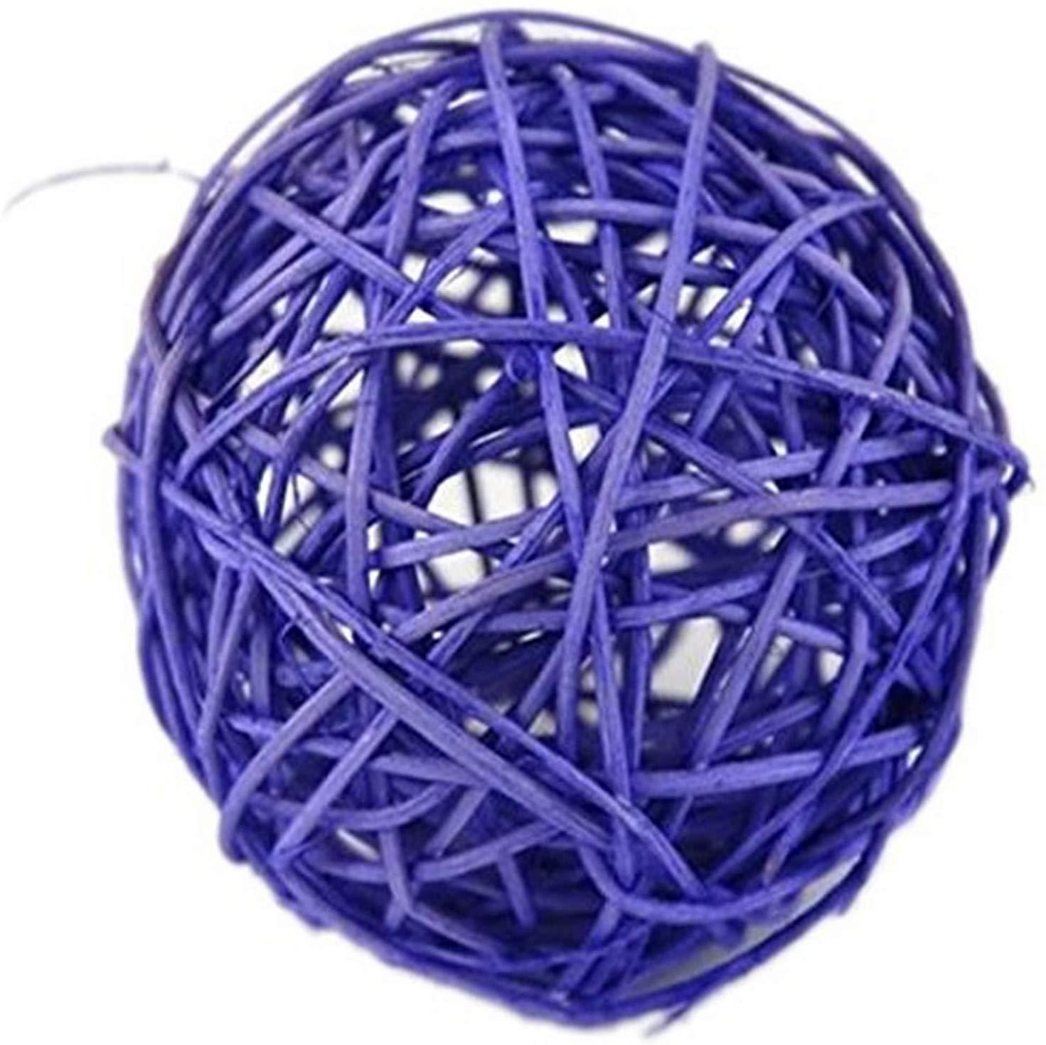 Rattan Twig Wicker Balls Vase Filler, 31/2inch, 4Piece, Purple