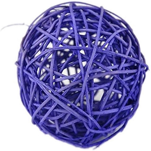 Rattan Twig Wicker Balls Vase Filler, 31/2inch, 4Piece, Purple