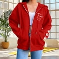 thumbnail image 5 of Feancey Womens Fashion Full Zip Hoodies Cute Cat Dog Paw Print Sweatshirt Jacket Lightweight Fleece Lined Hooded Jackets with Pockets Y2K Clothes Red S, 5 of 7