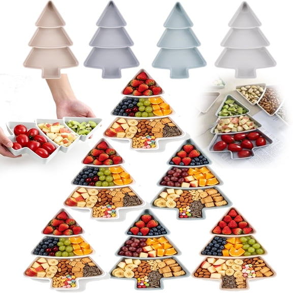 Serving Trays for Home, Christmas Tree Serving Platters Plastic, Household Plastic Serving Tray for Holiday Decor, Blue