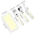 thumbnail image 2 of Cauagu Lemon Yellow Checkboard Print 3-Pieces Toddler Cutlery Set , Kids Silverware Set with Spoons Forks & Knife Stainless Steel Utensils for Kids Dishwasher Safe, 2 of 8