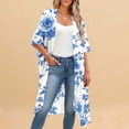thumbnail image 5 of Xdegoge Kimono Cardigans for Women Open Front Half Sleeve Boho Tropical Print Cover Up Sheer Chiffon Duster Lightweight Summer Casual Daily Outerwear, 5 of 7