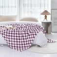 thumbnail image 3 of Throw Blankets Flannel Blanket with Checkerboard Grid Pattern Soft Throw Blanket for Couch, Bed, Sofa Luxurious Warm and Cozy for All Seasons (Purple, 60"x80"), 3 of 6