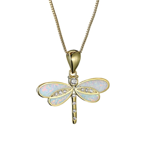 FVDPWYE Exquisite Dragonfly Pendant Necklace Electroplating Jewelry for Festival Birthday Dragonfly White