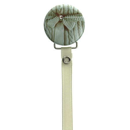 Knit Pacifier Clip with Matching Ribbon