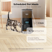 Penthouse Paws Automatic Cat Feeder with LCD, Twist-Lock Storage, Anti-Jam, Voice Meal Call, Battery Backup, Stainless Steel Bowl, Up to 15 Daily Meals, Single Tray 6L for Cat & Dog, Black/ Stainless