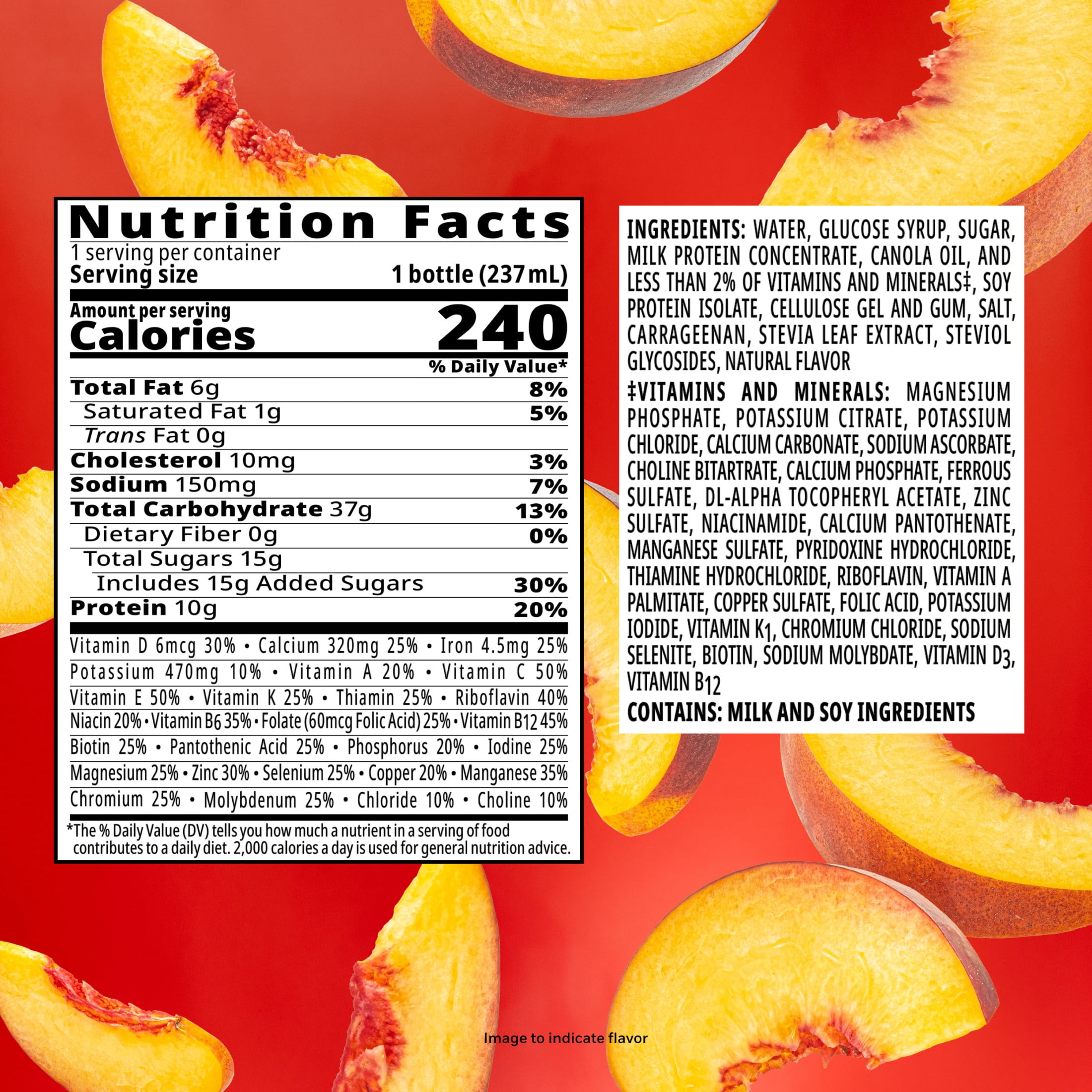 BOOST Original Ready to Drink Nutritional Drink, Peaches & Creme, 6 - 8 fl. oz. Bottles