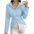 thumbnail image 2 of Contemporary Women's Fashion Plus Size Women's Casual Solid Color Long Sleeve V-neck Shirt Top, 2 of 6