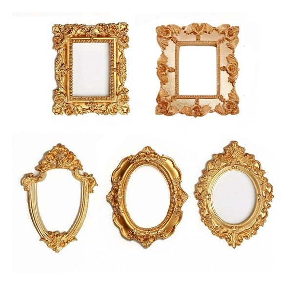CATPAN Gold 4x6 Picture Frame Set of 5 - Antique Gold Frames for Wall or Tabletop Display - Elegant Home Decor
