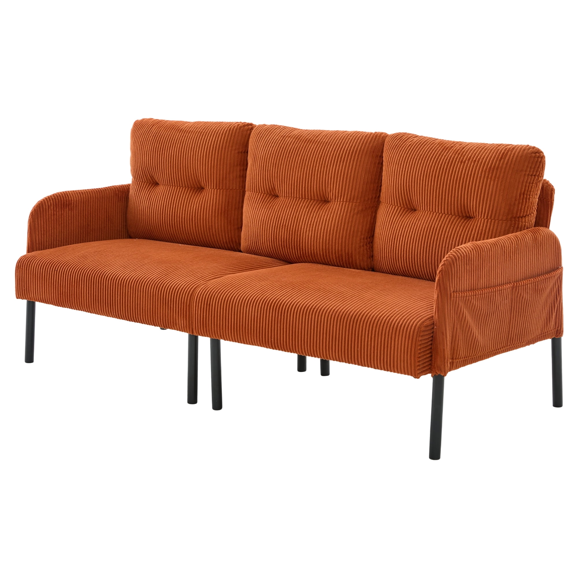 Jopath Oversized Loveseat, Double-Seater Sofa Cozy Bedroom Sofa with Metal Legs and Side Pockets for Living Room Bedroom Dorm Apartment Orange