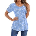 thumbnail image 3 of Fantaslook Blouses for Women Pleated Short Sleeve Tunic Tops Dressy Casual Summer Shirts, 3 of 9