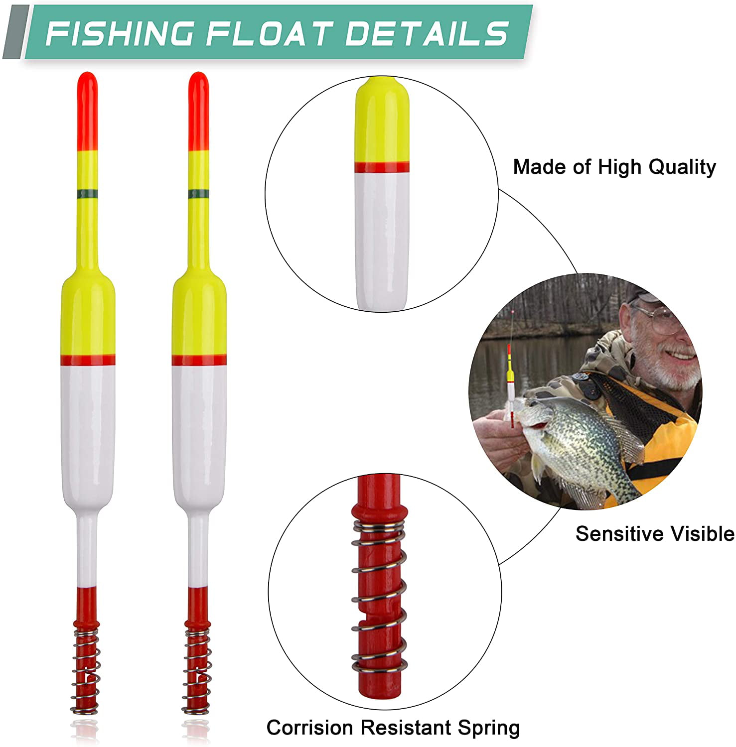 Fishing Floats Bobbers Balsa Wood Slip Bobbers Spring Oval Stick Slip  Floats for Crappie Catfish Trout Panfish Walleyes Fishing, 10Pcs 