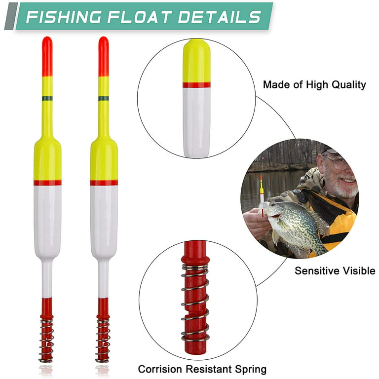 Fishing Floats Bobbers Balsa Wood Slip Bobbers Spring Oval Stick Slip Floats  for Crappie Catfish Trout Panfish Walleyes Fishing, 10Pcs 