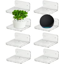 Liboer 8 Pack Clear Floating Shelves,  4"x4" , Adhesive/Drill Wall Mounted Small Holder for Bathroom Bedroom , Thickened Upgrade Acrylic, Clear