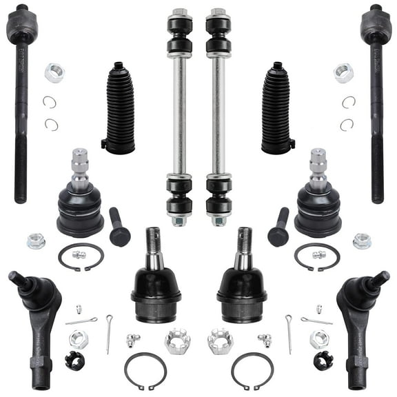 Detroit Axle - 12pc Front Suspension Kit for Ford Ranger Mazda B2300 B2500 B3000 B4000, 4 Upper and Lower Ball Joints 4 Inner Outer Tie Rods 2 Sway Bar End Links 2 Boots Replacement