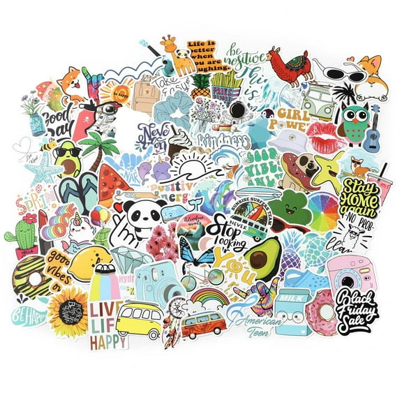 100pcs Cute Stickers Pack for Water Bottle, Laptop Stickers for Women Kids Teens Girls Boys Adults Vsco Stickers Waterproof Vinyl Trendy Aesthetic Stickers for Hydroflask Skateboard Computer Tumbler