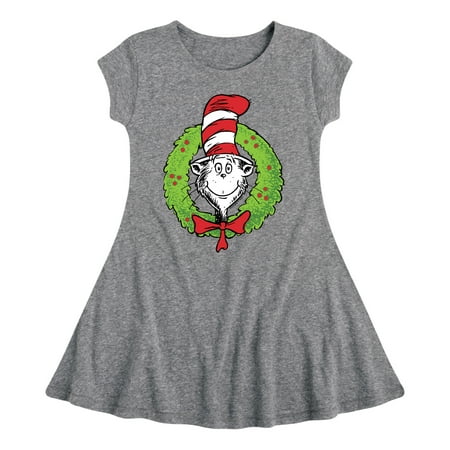 

Cat in the Hat - Cat Wreath - Toddler And Youth Girls Fit And Flare Dress