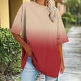 thumbnail image 4 of VgaVtl T Shirts for Women Plus Size Summer Short Sleeve Tops for Juniors Loose Gradient Print Fitness Holiday Shirts,Orange XL, 4 of 7