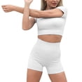 thumbnail image 2 of OSOLU Fitness Yoga Shorts High Waist Soft Spandex Riding Shorts Women's Dance Volleyball Lift Shorts Sports Soft Tummy Control Workout Athletic Gym Bottoms White M, 2 of 8