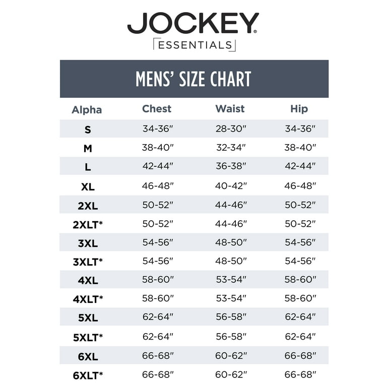 Jockey® Essentials Men's 100% Cotton T-shirt, 3 Pack, Undershirts, Comfort  Crew Neck Style, Staycool+ Technology, Sizes Small, Medium, Large, Extra  Large, 2XL, 3XL, 6803 