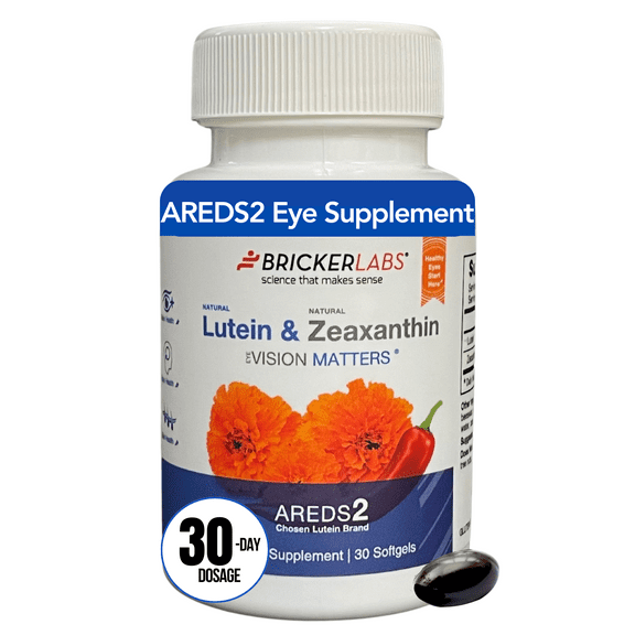 Bricker Labs Natural Lutein and Zeaxanthin, Vision Matters Eye Health Vitamins, Helps Protect Vision Health from The Effects Aging, AREDS2 Formula, 30 Softgels
