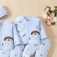 thumbnail image 6 of CAUYDY Preemie Baby Girl Boy Clothes Pants Hat Bib Bellyband Layette Set 7-Pieces Newborn Pajamas Cotton Outfit for Fall Winter Spring Summer All Seasons (Sizes 0-3 Months,Blue), 6 of 7