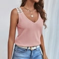 thumbnail image 5 of FAIWAD Womens Hollow Out Straps Tank Tops V Neck Sleeveless Knit Shirts Summer Lace Crochet Splicing Blouses, 5 of 8