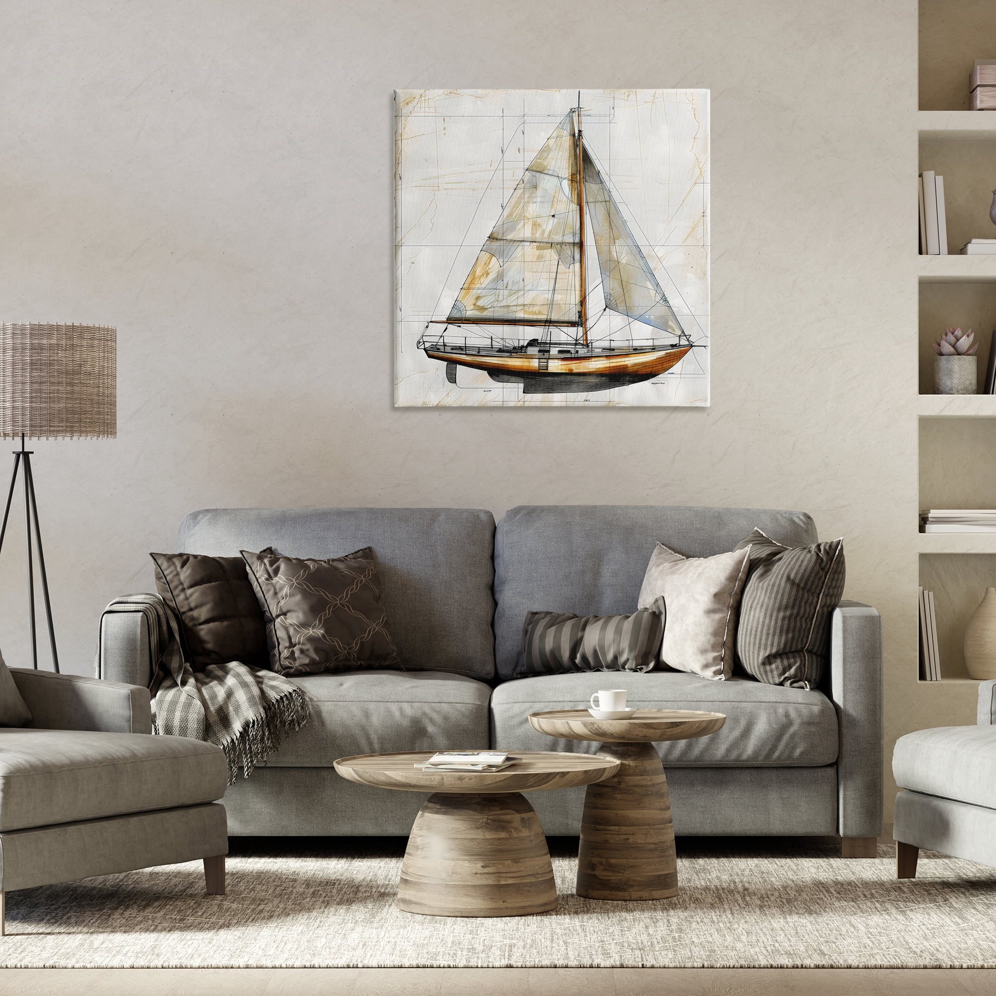 Stupell Industries Vintage Sailboat Drawing Blueprint Canvas Wall Art, design by Creative Studio