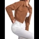 thumbnail image 3 of Chaqueta Informal Retro de Larga con Solapa y Botones de para Mujer Café Ligero XL, 3 of 8