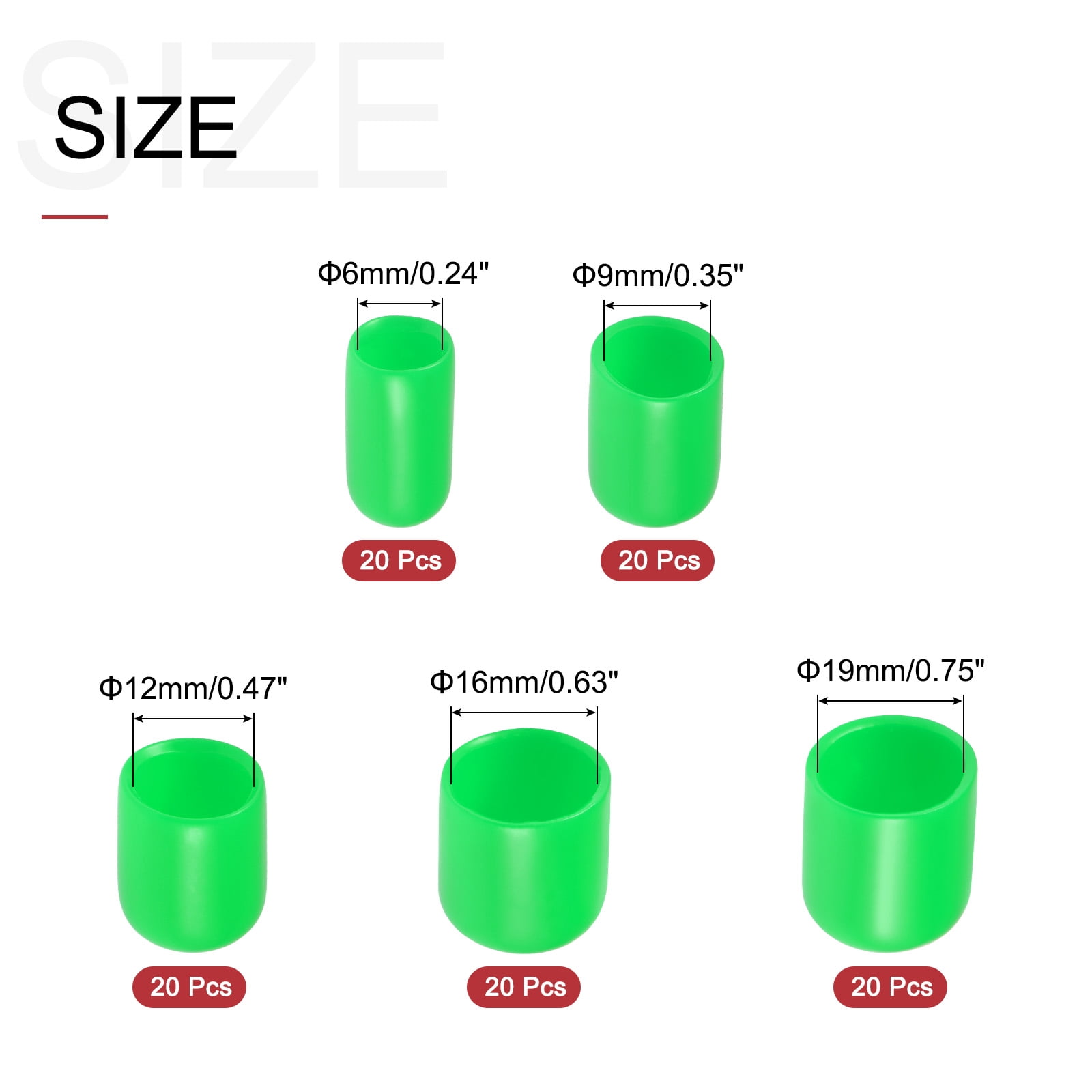 50pcs 16mm Rubber End Caps Cover PVC Vinyl Screw Thread Protector, Orange 745060011848