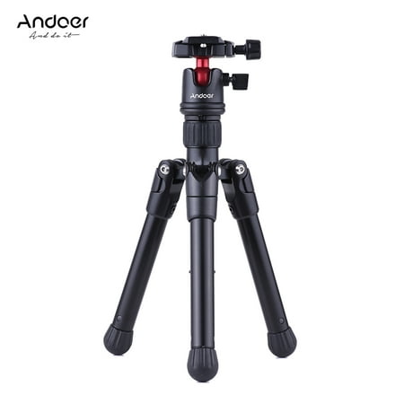 Andoer Mini Tabletop Travel Tripod Stand with Ball Head Quick Release Plate Portable Lightweight for Canon Nikon Sony DSLR Camera Camcorder for iPhone X 8 7 7s