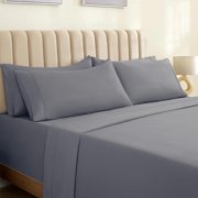 LuxClub 3 Piece Twin XL Sheet Set, Deep Pocket Cooling Bed Sheets, Silky Soft Hotel Quality Bedding with Pillowcase, Flat & Fitted Sheets - Silver